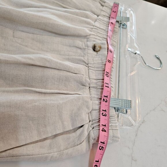 Madewell Linen Blend Pleated Tapered Pants Small Beige Elastic Waist - Picture 8 of 10